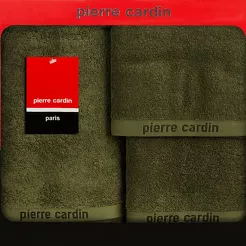 Komplet Ręczników EVI Pierre Cardin ciemna oliwka zdobione bordiurą w kolorze ręcznika 430 g/m2