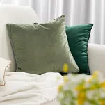 Poszewka welwetowa 45x45 GAJA 2 jednokolorowa oliwkowa obszyta lamówką - 4