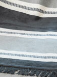 Koc bawełniany 150x200 1228-2 popielaty grafitowy w pasy z frędzlami - 2