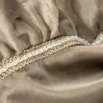 Zasłona na taśmie 140x270 CARLI welwetowa ciemny beż jednokolorowa zdobiona w dolnej części falbanami z paskiem cyrkonii - 8