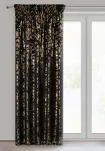 Zasłona na taśmie 140x270 FELIS welwetowa czarna z nadrukiem drobnych listków - 6