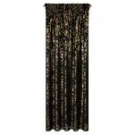 Zasłona na taśmie 140x270 FELIS welwetowa czarna z nadrukiem drobnych listków - 5