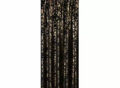 Zasłona gotowa na taśmie 140x270 FELIS welwetowa czarna z nadrukiem drobnych listków