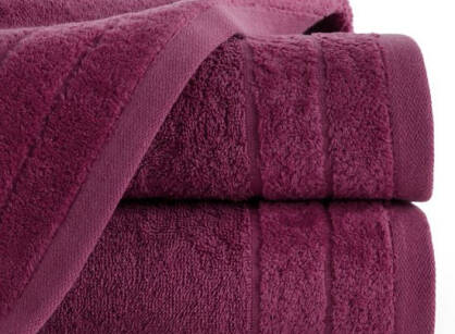 Ręcznik bawełniany 70x140 DAMLA amarantowy gładki z subtelną bordiurą