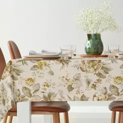 Obrus gobelinowy 140x200 CUA złoty wzór kwiatowy z nicią metaliczną