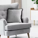 Poszewka welwetowa 45x45 PEPITKA 2B srebrna biała wzór w pepitkę z frędzlami na brzegach - 5