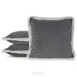 Poszewka dekoracyjna 45X45 stalowa srebrna z lamówką imitującą futro - 2