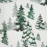 Pościel świąteczna 160x200 WINTER biała ciemna zieleń choinki z satyny bawełnianej - 2