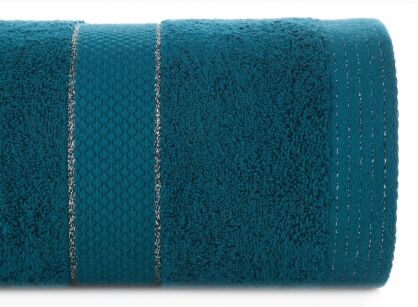 Ręcznik bawełniany 70x140 BARI turkusowy z bordiurą z metaliczną nicią