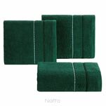 Ręcznik 70x140 SUZI ciemna zieleń z kontrastującą stebnowaną bordiurą w delikatne paseczki 500 g/m2 - 4