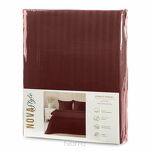 Pościel satynowa 140x200 VERA jednokolorowa gładka burgundowa w prążki - 8