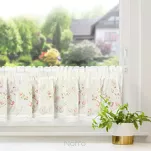 Zazdrostka gotowa w tunelu 150x30 AMELIA biała z etaminy z wzorem różowych kwiatów magnolii i bawełnianą koronką - 7