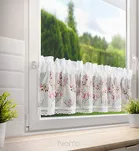 Zazdrostka gotowa w tunelu 150x30 AMELIA biała z etaminy z wzorem różowych kwiatów magnolii i bawełnianą koronką - 8