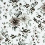 Pościel satynowa 160x200 SPRING 67 biała stalowo miętowy wzór roślinny - 4