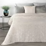 Koc flano 150x200 MALIBU kremowy typu flano z geometrycznym srebrnym nadrukiem - 3