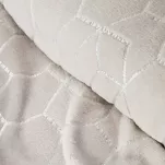 Koc flano 150x200 MALIBU kremowy typu flano z geometrycznym srebrnym nadrukiem - 5