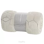 Koc flano 150x200 MALIBU kremowy typu flano z geometrycznym srebrnym nadrukiem - 3