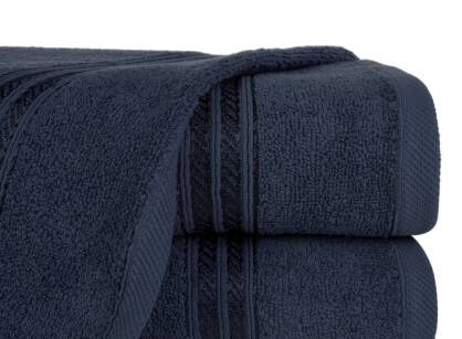 Ręcznik bawełniany 50x90 LORI granatowy z delikatną bordiurą z błyszczącą nicią 