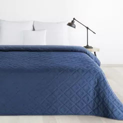 Narzuta 200x220 ALARA 6 granatowa pikowana z mikrofibry wzór wyrazistych rombów