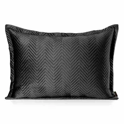 Poszewka welwetowa 50x70 Sofia czarna pikowana w gęstą jodełkę