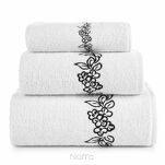 Komplet Ręczników 3 szt. CLAVIA białe z haftowanym czarnym wzorem delikatnych kwiatków w kartonowym pudełku - 4