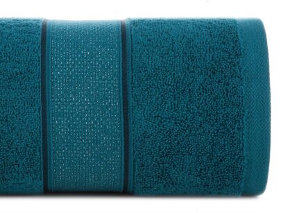 Ręcznik bawełniany 70x140 LIANA turkusowy zdobiony bordiurą z błyszczącą nicią