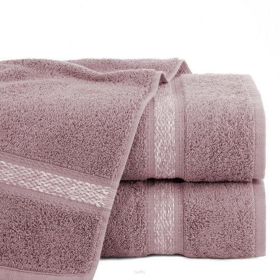Ręcznik bawełniany 30x50 ALTEA pudrowy z bordiurą w stylu eko z melanżowym pasem