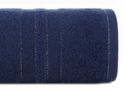 Ręcznik bawełniany 70x140 GALA granatowy zdobiony bordiurą z błyszczącą nicią