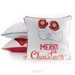 Poszewka świąteczna 45x45 189 welwetowa biała z czerwonym wzorem świątecznym - 2