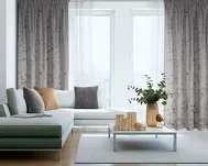 Zasłona na taśmie 140x270 SELENA welwetowa srebrna z nadrukiem kwiatu jabłoni - 5