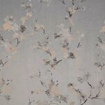 Zasłona na taśmie 140x270 SELENA welwetowa srebrna z nadrukiem kwiatu jabłoni - 11