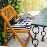 Poduszka 40x40 GARDEN jasna zieleń wzór w pasy siedzisko na krzesło pikowana z troczkami wodoodporna - 3