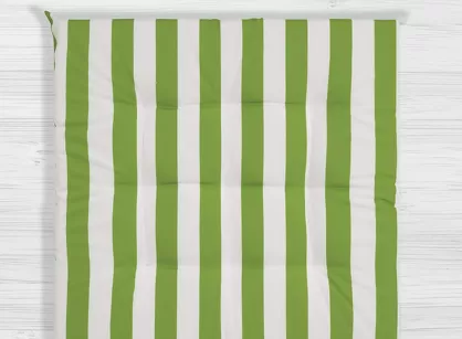 Poduszka 40x40 GARDEN jasna zieleń wzór w pasy siedzisko na krzesło pikowana z troczkami wodoodporna