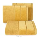 Ręcznik 70x140 MARI musztardowy z welurową bordiurą w pasy 500 g/m2 - 4
