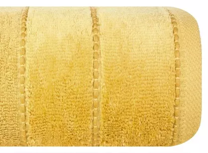 Ręcznik 70x140 MARI musztardowy z welurową bordiurą w pasy 500 g/m2