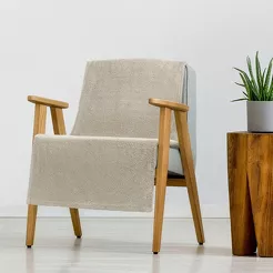 Koc na fotel 70x160 LORI beżowy puszysty jednokolorowy z kolekcji Design 91