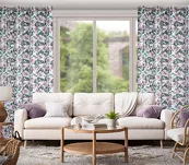 Zasłona na przelotkach 140x250 SIMONA biała fioletowa zaciemniająca z wzorem botanicznym - 11