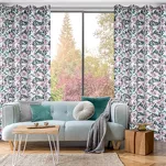 Zasłona na przelotkach 140x250 SIMONA biała fioletowa zaciemniająca z wzorem botanicznym - 12