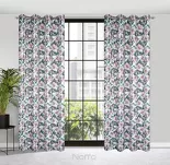 Zasłona na przelotkach 140x250 SIMONA biała fioletowa zaciemniająca z wzorem botanicznym - 5