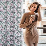 Zasłona na przelotkach 140x250 SIMONA biała fioletowa zaciemniająca z wzorem botanicznym - 14