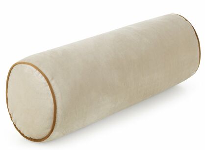 Poduszka dekoracyjna wałek 15x45 GAJA 5 jasny beż z welwetu z kontrastującą lamówką