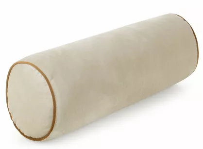 Poduszka dekoracyjna wałek 15x45 GAJA 5 jasny beż z welwetu z kontrastującą lamówką