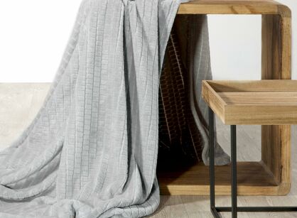 Koc 200x220 CINDY 2 srebrny puszysty w kratkę Design 91