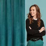 Zasłona gotowa na przelotkach 140x250 LUSSI welwetowa ciemny turkus jednokolorowa z falującym żakardowym wzorem - 15