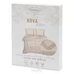 Pościel satynowa 160x200 RETRO 6 beżowa z delikatną koronką z kolekcji NOVA Retro - 6