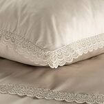 Pościel satynowa 160x200 RETRO 6 beżowa z delikatną koronką z kolekcji NOVA Retro - 7