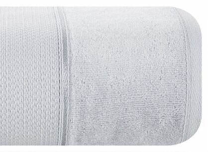 Ręcznik 50x90 JESSI srebrny z fakturą krateczki i gładką welurową bordiurą 500 g/m2