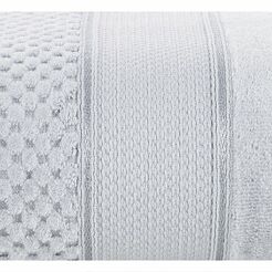 Ręcznik 50x90 JESSI srebrny z fakturą krateczki i gładką welurową bordiurą 500 g/m2