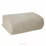 Narzuta jednokolorowa 170x210 LEN 3 kremowa pikowana w gęstą jodełkę imitująca len - 5