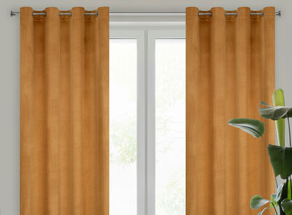 Zasłona na przelotkach 140x250 MELANIE welwetowa miodowa aksamitnej strukturze